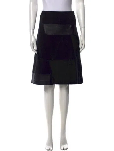 Pre-owned Piazza Sempione Virgin Wool Midi Length Skirt In Black