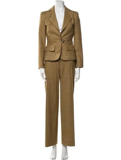 Pre-owned Piazza Sempione Virgin Wool Pantsuit In Brown