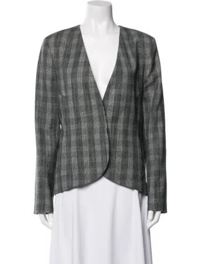 Pre-owned Piazza Sempione Virgin Wool Plaid Print Blazer In Grey