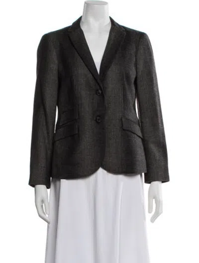 Pre-owned Piazza Sempione Virgin Wool Plaid Print Blazer In Grey