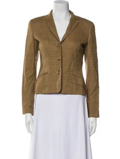 Pre-owned Piazza Sempione Virgin Wool Plaid Print Blazer In Neutral