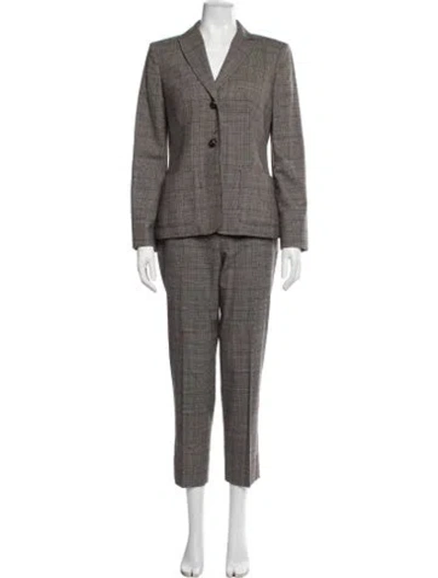 Pre-owned Piazza Sempione Virgin Wool Plaid Print Pantsuit In Grey