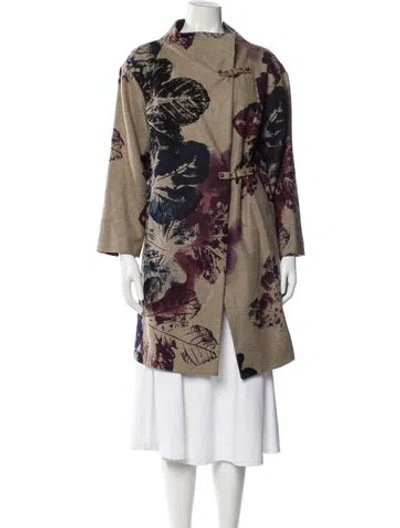 Pre-owned Piazza Sempione Virgin Wool Printed Coat In Gray