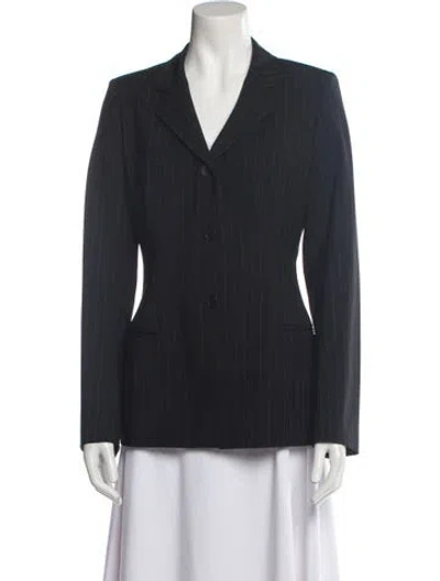 Pre-owned Piazza Sempione Virgin Wool Striped Blazer In Black