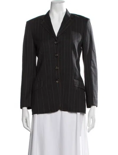 Pre-owned Piazza Sempione Virgin Wool Striped Blazer In Black