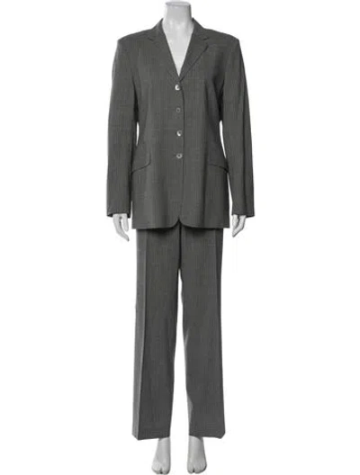 Pre-owned Piazza Sempione Virgin Wool Striped Pantsuit In Gray