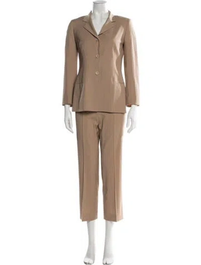 Pre-owned Piazza Sempione Virgin Wool Striped Pantsuit In Neutral