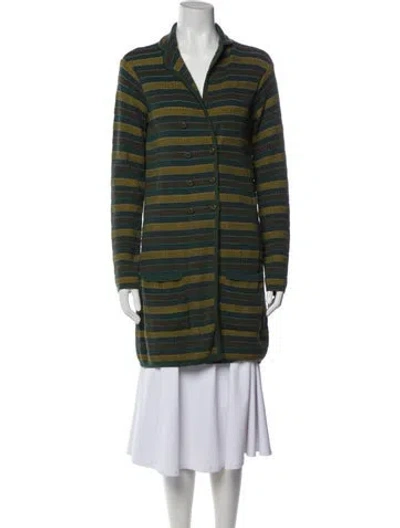 Pre-owned Piazza Sempione Virgin Wool Striped Sweater In Green