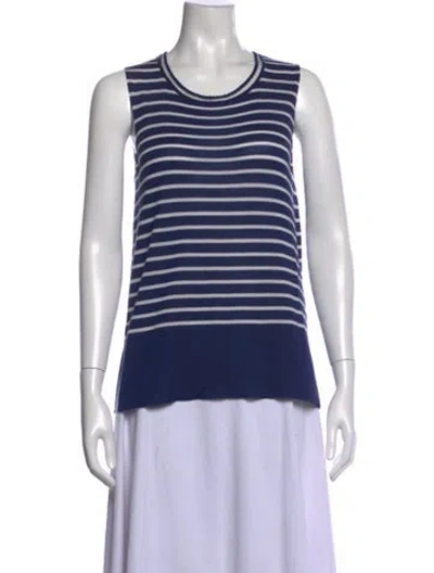 Pre-owned Piazza Sempione Virgin Wool Striped Top In Blue