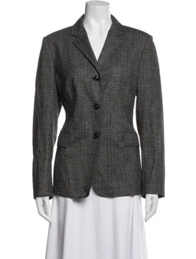 Pre-owned Piazza Sempione Virgin Wool Tweed Pattern Blazer In Black