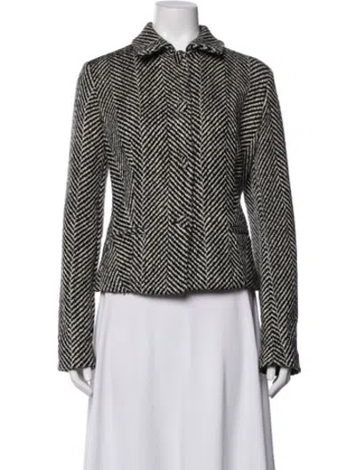 Pre-owned Piazza Sempione Virgin Wool Tweed Pattern Blazer In Black