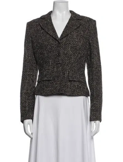 Pre-owned Piazza Sempione Virgin Wool Tweed Pattern Blazer In Brown