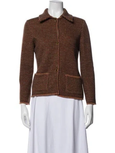 Pre-owned Piazza Sempione Virgin Wool Tweed Pattern Jacket In Brown