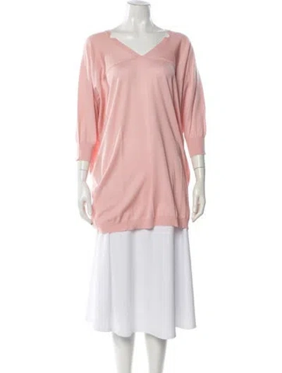 Pre-owned Piazza Sempione Virgin Wool V-neck Sweater In Pink