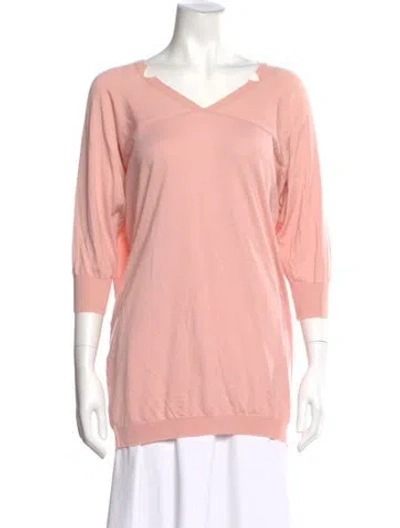 Pre-owned Piazza Sempione Virgin Wool V-neck Sweater In Pink