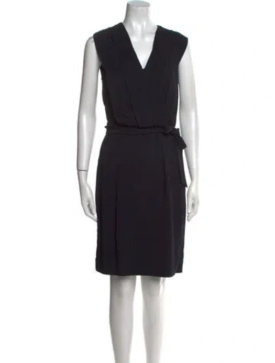 Pre-owned Piazza Sempione V-neck Knee-length Dress In Black