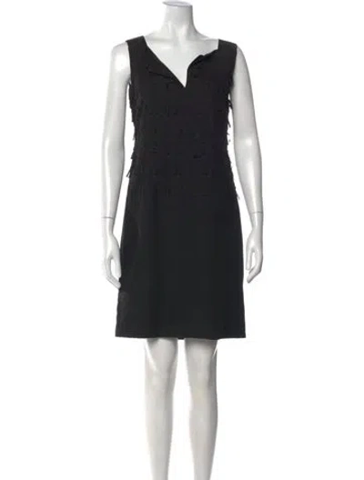 Pre-owned Piazza Sempione V-neck Knee-length Dress In Black
