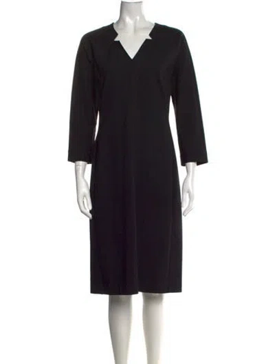 Pre-owned Piazza Sempione V-neck Knee-length Dress In Black