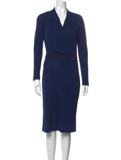 Pre-owned Piazza Sempione V-neck Knee-length Dress In Blue