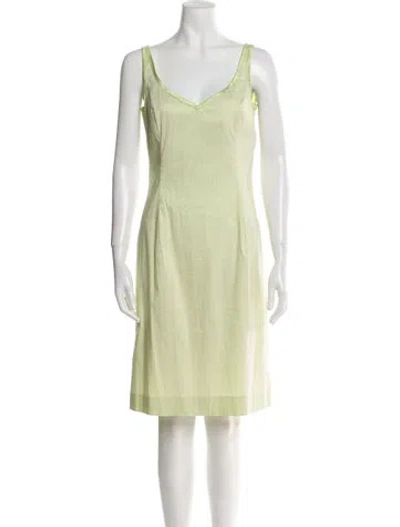 Pre-owned Piazza Sempione V-neck Knee-length Dress In Green