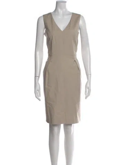 Pre-owned Piazza Sempione V-neck Knee-length Dress In Neutral
