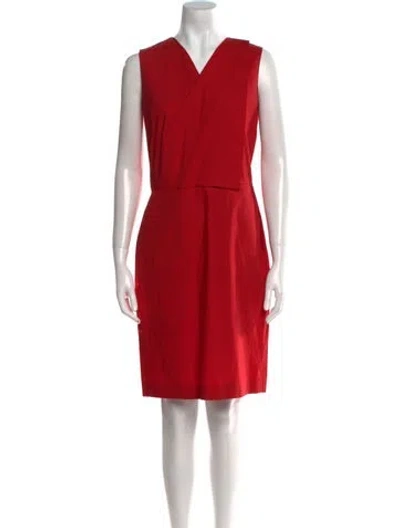 Pre-owned Piazza Sempione V-neck Knee-length Dress In Red