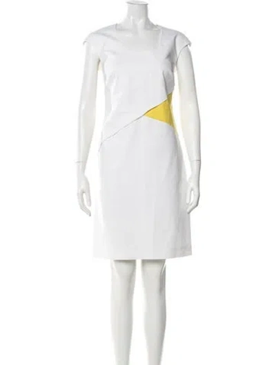 Pre-owned Piazza Sempione V-neck Knee-length Dress In White