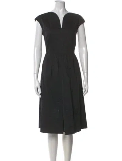 Pre-owned Piazza Sempione V-neck Midi Length Dress In Black