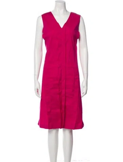 Pre-owned Piazza Sempione V-neck Midi Length Dress In Pink