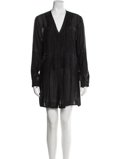 Pre-owned Piazza Sempione V-neck Mini Dress In Blue