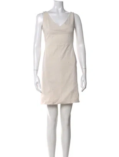 Pre-owned Piazza Sempione V-neck Mini Dress In Neutral