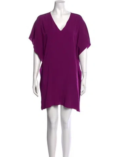 Pre-owned Piazza Sempione V-neck Mini Dress In Purple