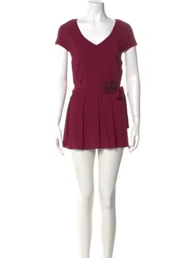 Pre-owned Piazza Sempione V-neck Mini Dress W/ Tags In Burgundy