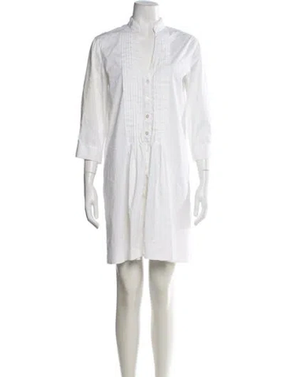Pre-owned Piazza Sempione V-neck Mini Dress In White