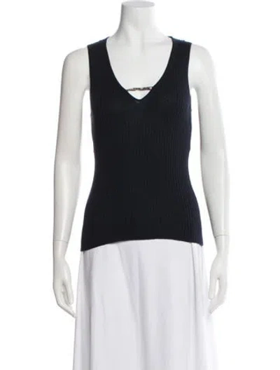 Pre-owned Piazza Sempione V-neck Sleeveless Top In White