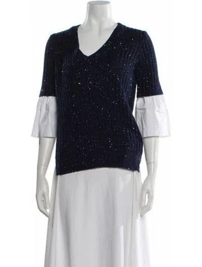 Pre-owned Piazza Sempione V-neck Sweater In Blue