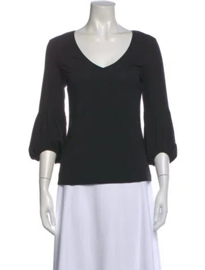 Pre-owned Piazza Sempione V-neck Three-quarter Sleeve Top In Black