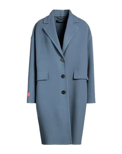 Piazza Sempione Woman Coat Slate Blue Size 8 Virgin Wool, Cashmere