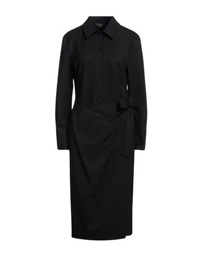 Piazza Sempione Woman Midi Dress Black Size 12 Virgin Wool, Polyamide, Elastane