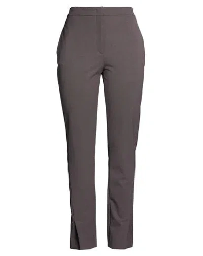 Piazza Sempione Woman Pants Chocolate Brown Size 12 Virgin Wool, Polyamide, Elastane In Gray