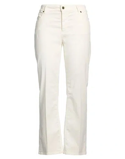 Piazza Sempione Woman Pants Ivory Size 10 Cotton, Lyocell, Elastane In White