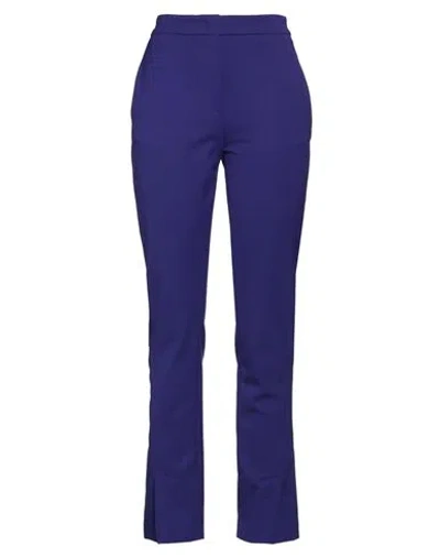 Piazza Sempione Woman Pants Purple Size 12 Virgin Wool, Polyamide, Elastane In Blue