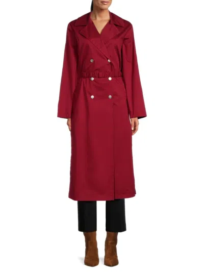 Piazza Sempione Women's Double Breasted Solid Coat In Dark Red