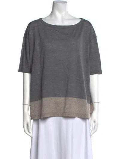 Pre-owned Piazza Sempione Wool Colorblock Pattern Top In Grey