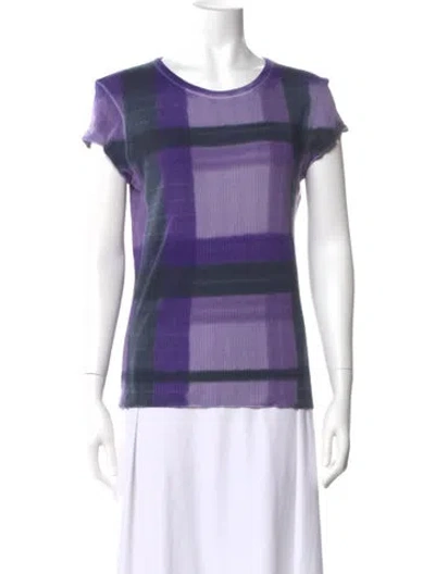 Pre-owned Piazza Sempione Wool Plaid Print T-shirt In Purple