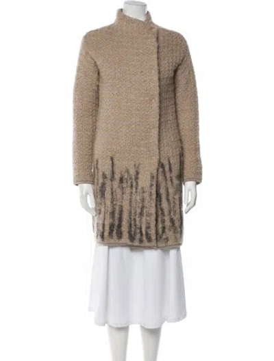 Pre-owned Piazza Sempione Wool Printed Faux Fur Coat In Multi