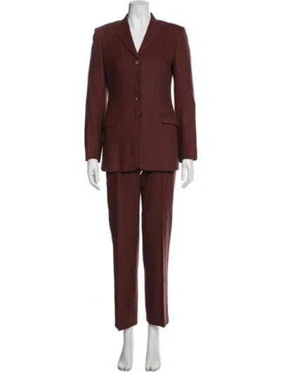 Pre-owned Piazza Sempione Wool Striped Pantsuit In Red