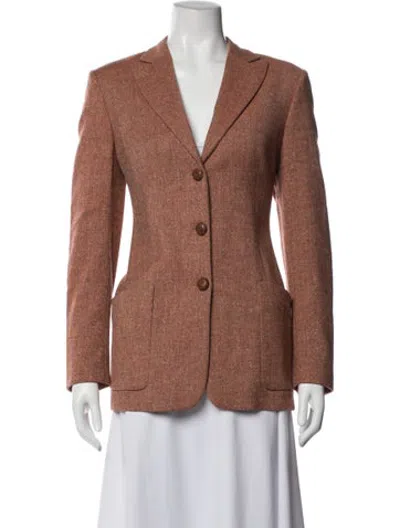 Pre-owned Piazza Sempione Wool Tweed Pattern Blazer In Orange
