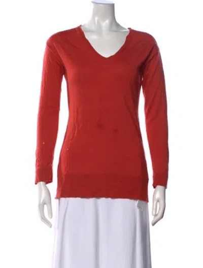 Pre-owned Piazza Sempione Wool V-neck Sweater In Orange