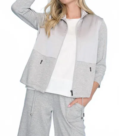 Picadilly 3/4 Sleeves Zip-front Jacket In Heather Grey In Gray